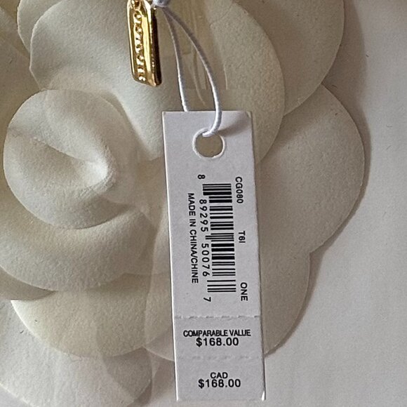 Coach Heart Turnlock Pavé Chain Link Bracelet (Gold/Pink Multi) - NWT - Picture 7 of 9